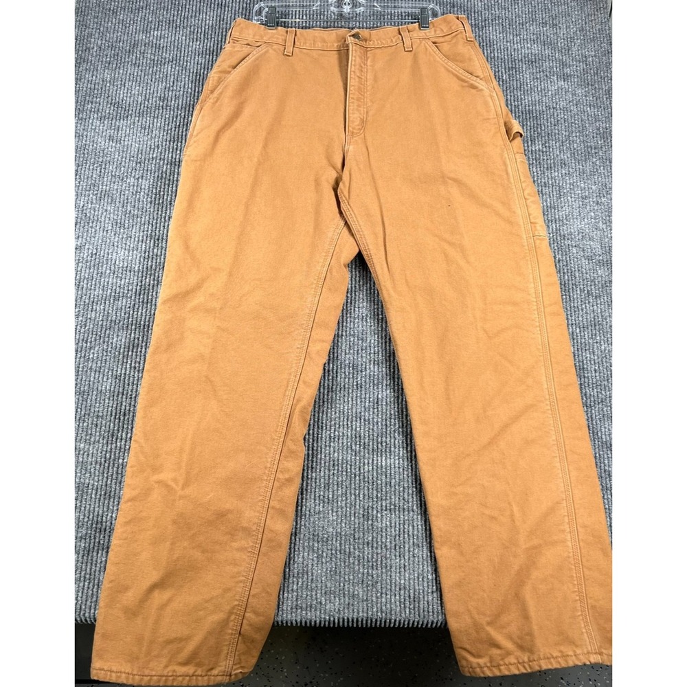 Carhartt Flannel Lined Washed Duck Loose Fit Pants Mens 36x32 Carpenter Work